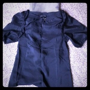 Navy blue Banana Republic blouse w/frill details